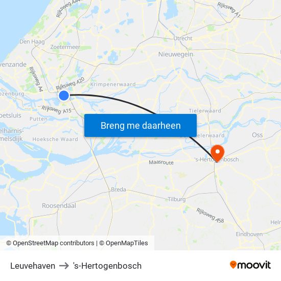 Leuvehaven to 's-Hertogenbosch map
