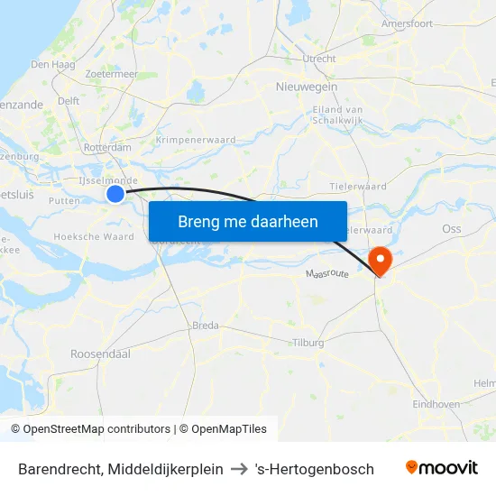 Barendrecht, Middeldijkerplein to 's-Hertogenbosch map