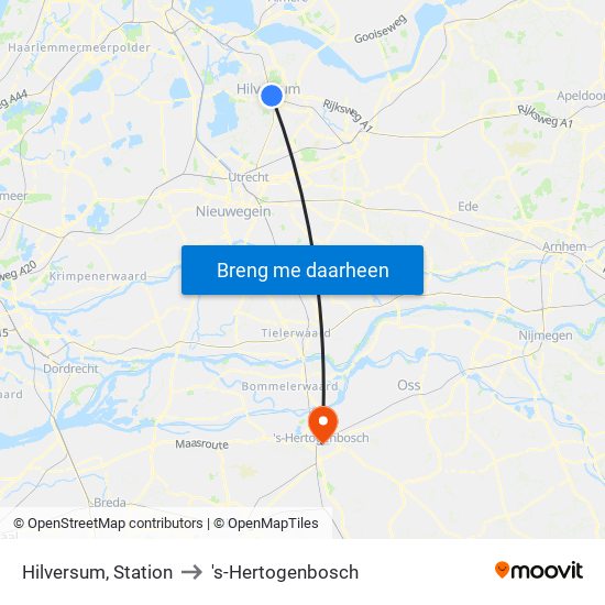 Hilversum, Station to 's-Hertogenbosch map
