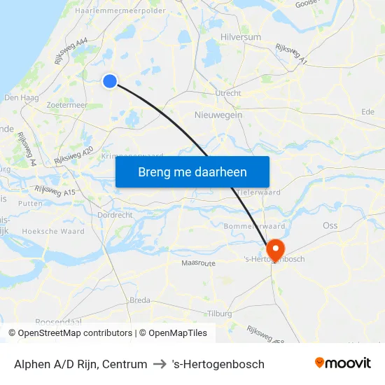 Alphen A/D Rijn, Centrum to 's-Hertogenbosch map