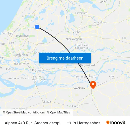 Alphen A/D Rijn, Stadhoudersplein to 's-Hertogenbosch map