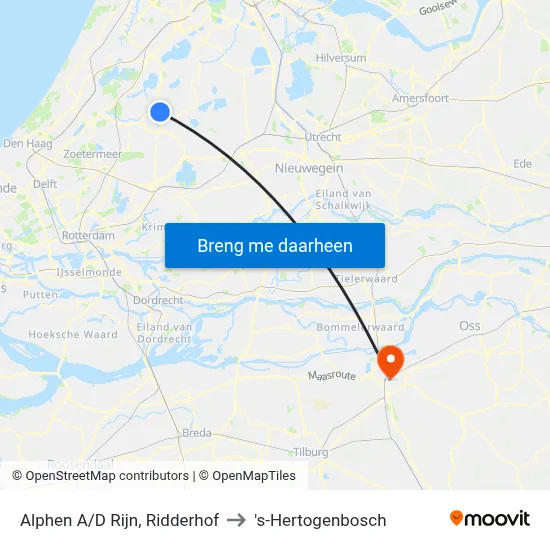 Alphen A/D Rijn, Ridderhof to 's-Hertogenbosch map
