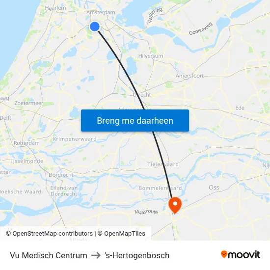 Vu Medisch Centrum to 's-Hertogenbosch map
