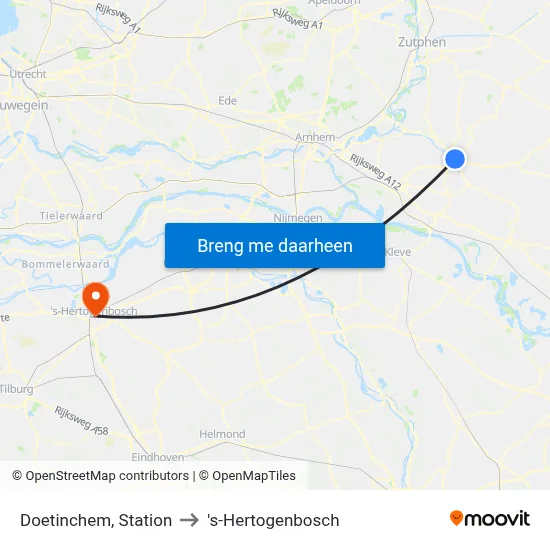 Doetinchem, Station to 's-Hertogenbosch map