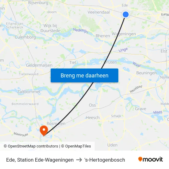 Ede, Station Ede-Wageningen to 's-Hertogenbosch map