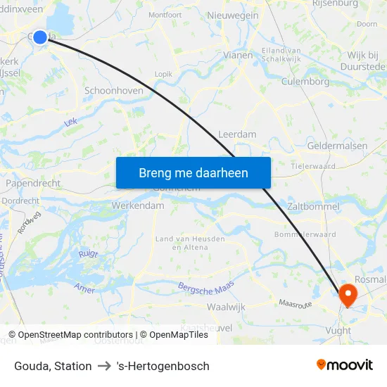 Gouda, Station to 's-Hertogenbosch map