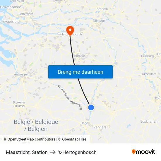 Maastricht, Station to 's-Hertogenbosch map