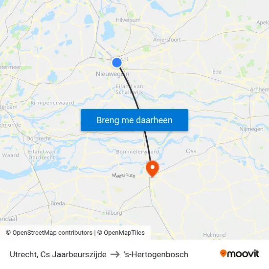 Utrecht, Cs Jaarbeurszijde to 's-Hertogenbosch map