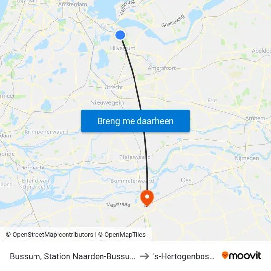 Bussum, Station Naarden-Bussum to 's-Hertogenbosch map