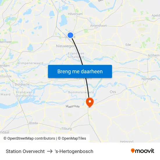 Station Overvecht to 's-Hertogenbosch map