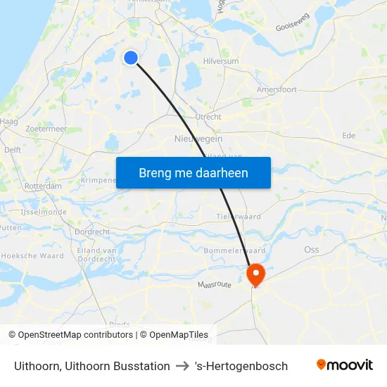 Uithoorn, Uithoorn Busstation to 's-Hertogenbosch map