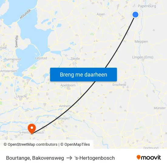 Bourtange, Bakovensweg to 's-Hertogenbosch map