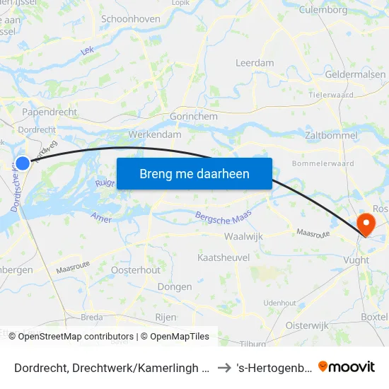 Dordrecht, Drechtwerk/Kamerlingh Onnesweg to 's-Hertogenbosch map