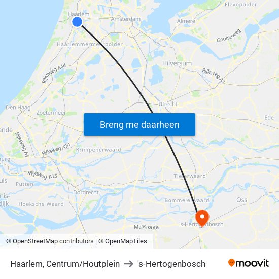 Haarlem, Centrum/Houtplein to 's-Hertogenbosch map