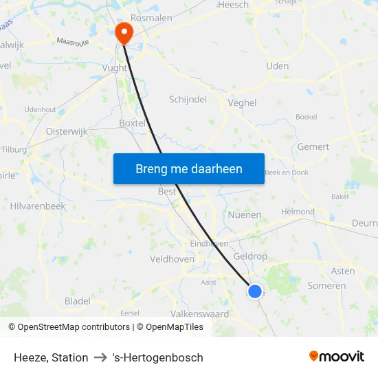 Heeze, Station to 's-Hertogenbosch map