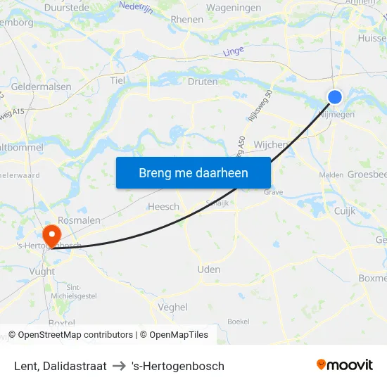 Lent, Dalidastraat to 's-Hertogenbosch map