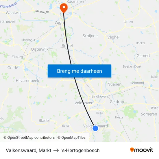 Valkenswaard, Markt to 's-Hertogenbosch map