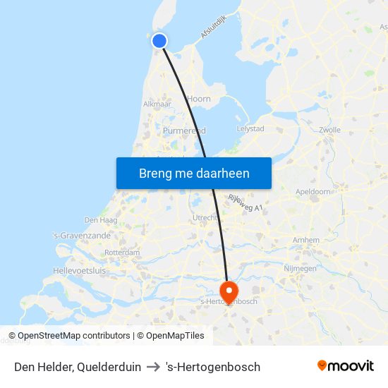 Den Helder, Quelderduin to 's-Hertogenbosch map