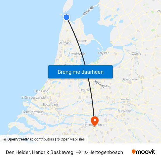 Den Helder, Hendrik Baskeweg to 's-Hertogenbosch map