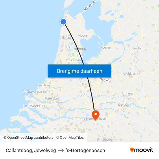 Callantsoog, Jewelweg to 's-Hertogenbosch map