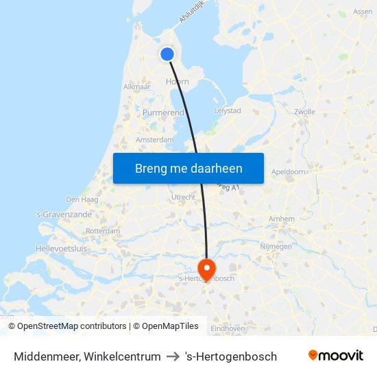 Middenmeer, Winkelcentrum to 's-Hertogenbosch map