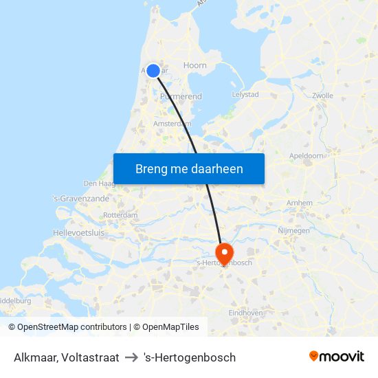 Alkmaar, Voltastraat to 's-Hertogenbosch map