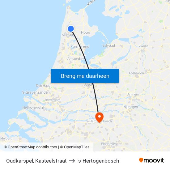 Oudkarspel, Kasteelstraat to 's-Hertogenbosch map