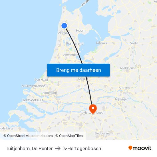 Tuitjenhorn, De Punter to 's-Hertogenbosch map