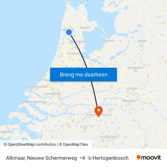 Alkmaar, Nieuwe Schermerweg to 's-Hertogenbosch map