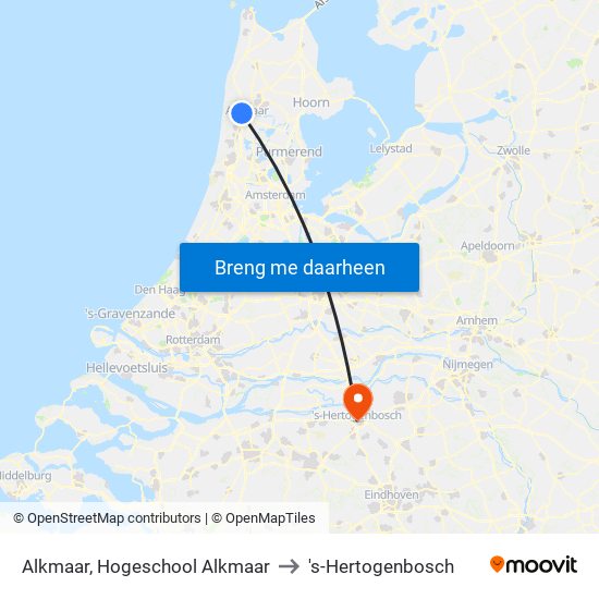 Alkmaar, Hogeschool Alkmaar to 's-Hertogenbosch map