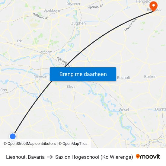 Lieshout, Bavaria to Saxion Hogeschool (Ko Wierenga) map