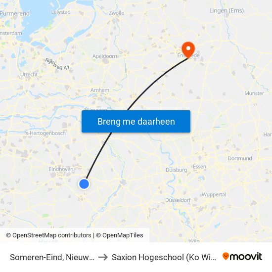 Someren-Eind, Nieuwendijk to Saxion Hogeschool (Ko Wierenga) map