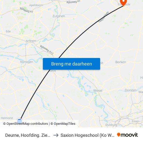Deurne, Hoofding. Ziekenhuis to Saxion Hogeschool (Ko Wierenga) map