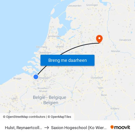 Hulst, Reynaertcollege to Saxion Hogeschool (Ko Wierenga) map