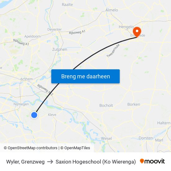 Wyler, Grenzweg to Saxion Hogeschool (Ko Wierenga) map
