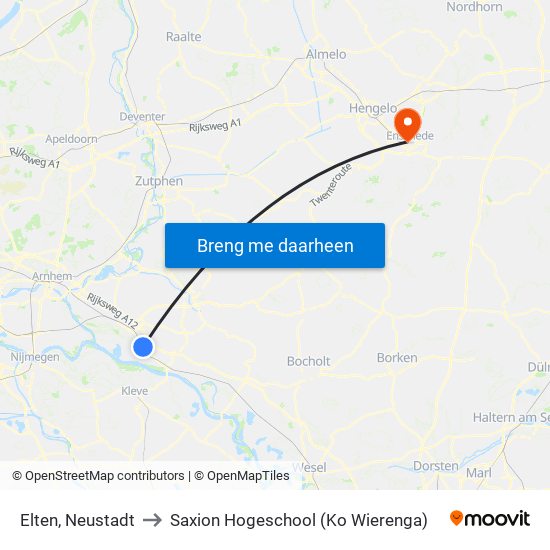 Elten, Neustadt to Saxion Hogeschool (Ko Wierenga) map