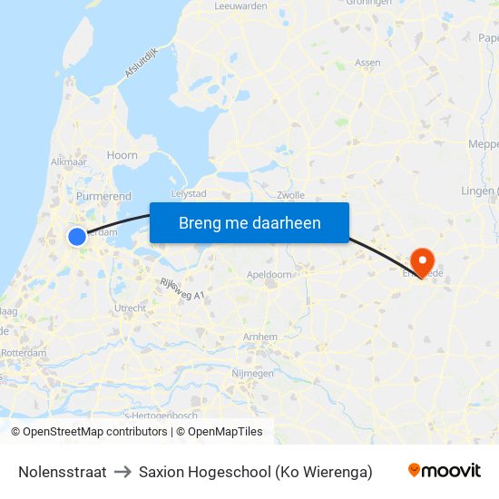 Nolensstraat to Saxion Hogeschool (Ko Wierenga) map