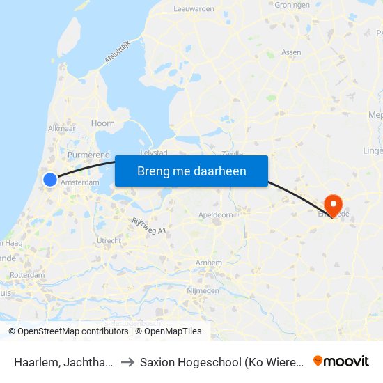 Haarlem, Jachthaven to Saxion Hogeschool (Ko Wierenga) map