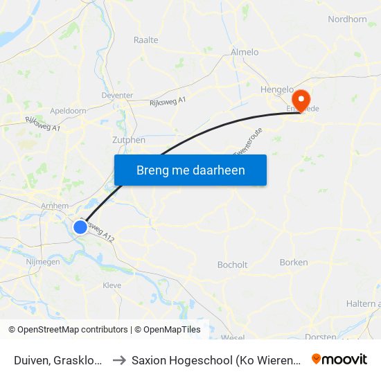 Duiven, Grasklokje to Saxion Hogeschool (Ko Wierenga) map