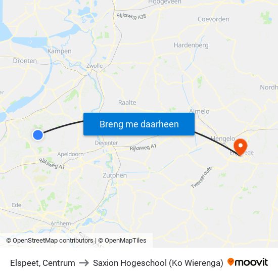 Elspeet, Centrum to Saxion Hogeschool (Ko Wierenga) map