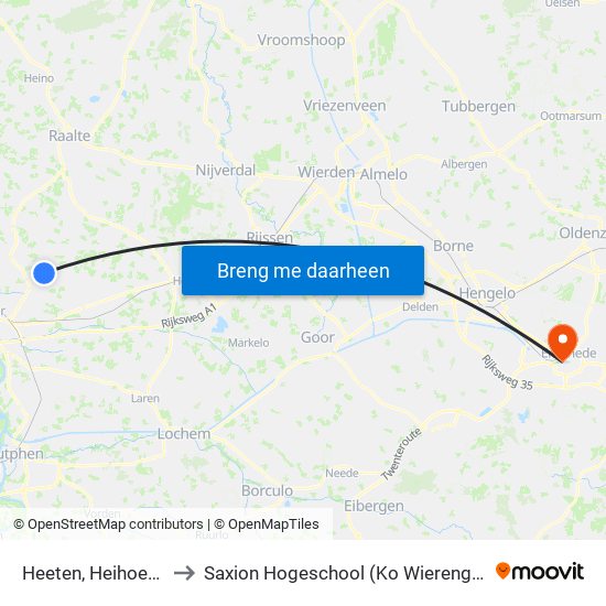 Heeten, Heihoeve to Saxion Hogeschool (Ko Wierenga) map