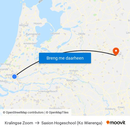 Kralingse Zoom to Saxion Hogeschool (Ko Wierenga) map