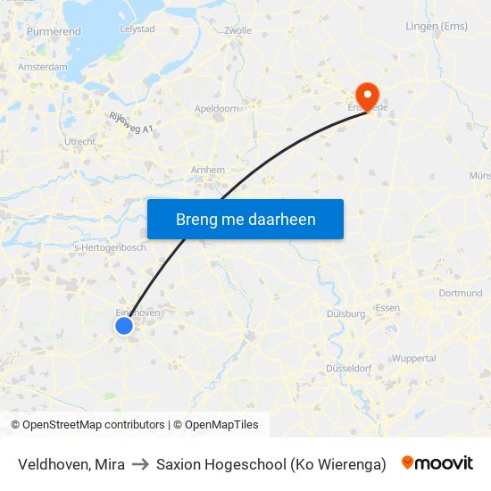 Veldhoven, Mira to Saxion Hogeschool (Ko Wierenga) map