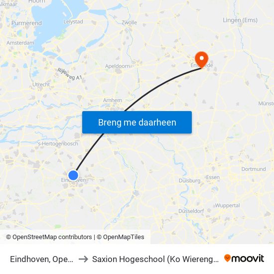 Eindhoven, Opera to Saxion Hogeschool (Ko Wierenga) map