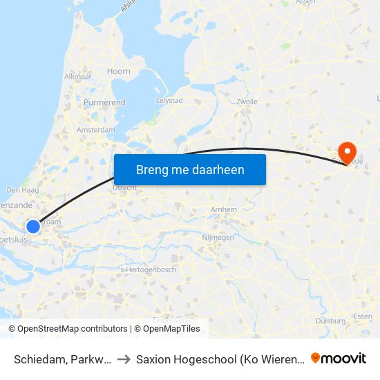 Schiedam, Parkweg to Saxion Hogeschool (Ko Wierenga) map