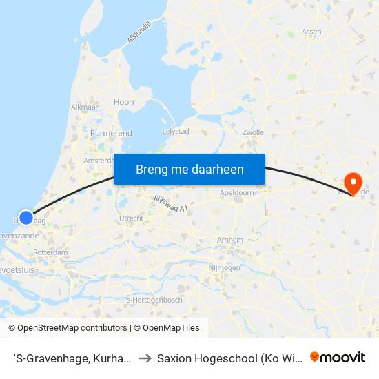 'S-Gravenhage, Kurhausweg to Saxion Hogeschool (Ko Wierenga) map