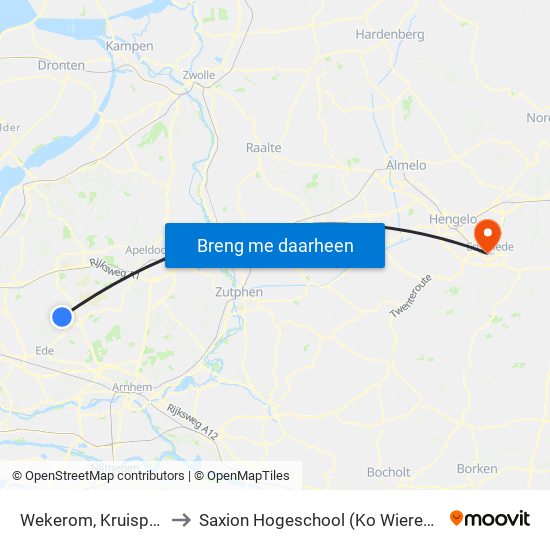 Wekerom, Kruispunt to Saxion Hogeschool (Ko Wierenga) map
