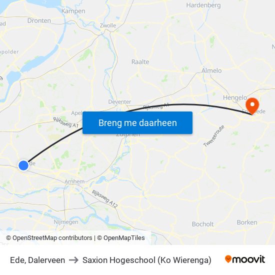 Ede, Dalerveen to Saxion Hogeschool (Ko Wierenga) map
