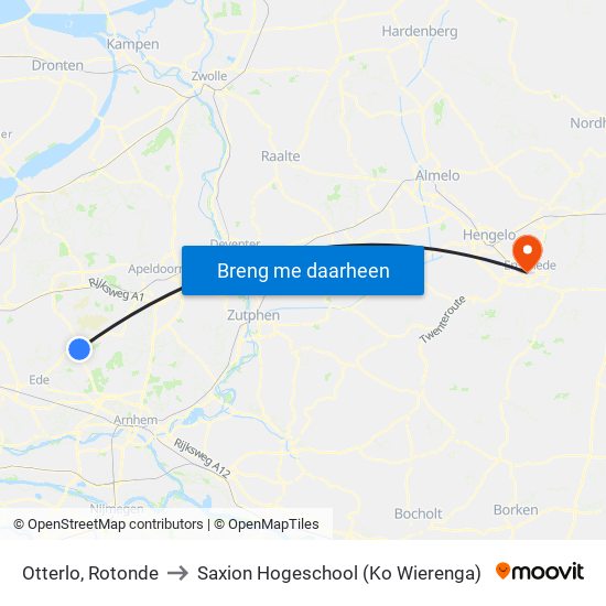 Otterlo, Rotonde to Saxion Hogeschool (Ko Wierenga) map