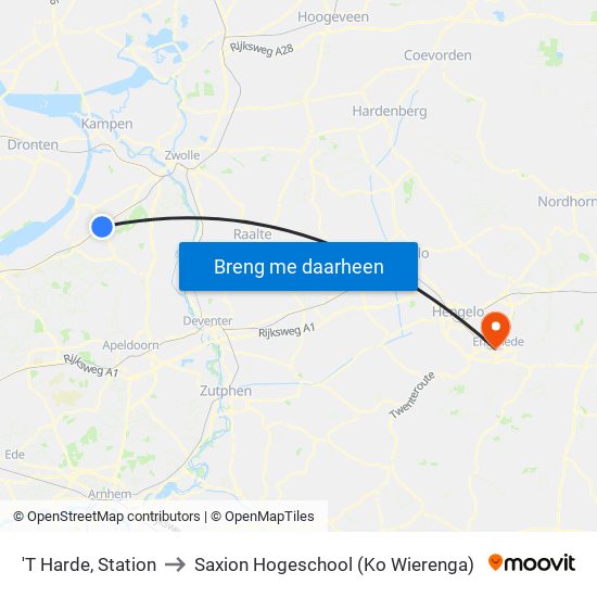'T Harde, Station to Saxion Hogeschool (Ko Wierenga) map